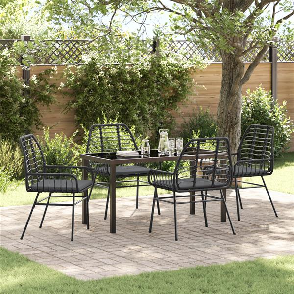 Grote foto vidaxl 5 delige tuinset met kussens zwart poly rattan tuin en terras tuinmeubelen