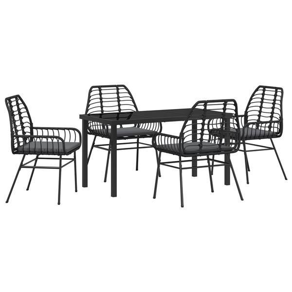 Grote foto vidaxl 5 delige tuinset met kussens zwart poly rattan tuin en terras tuinmeubelen