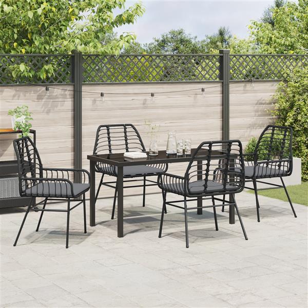 Grote foto vidaxl 5 delige tuinset met kussens zwart poly rattan tuin en terras tuinmeubelen