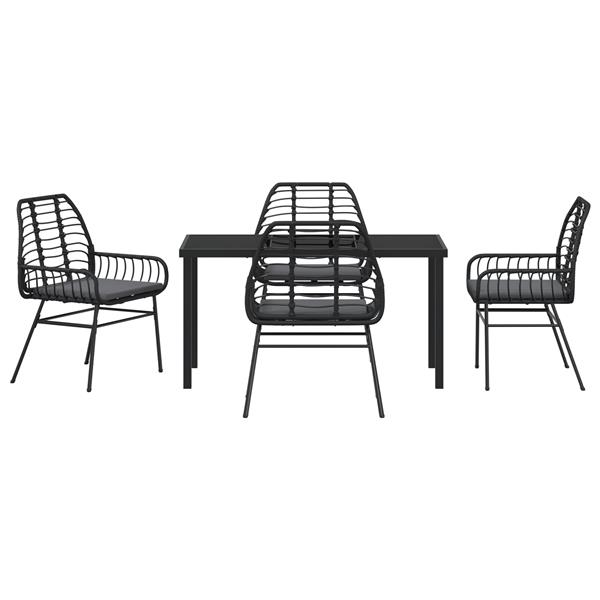 Grote foto vidaxl 5 delige tuinset met kussens zwart poly rattan tuin en terras tuinmeubelen