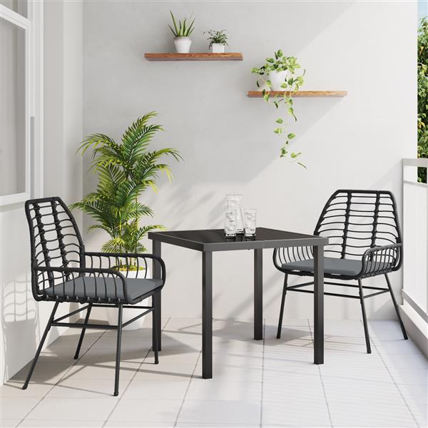 Grote foto vidaxl 3 delige tuinset met kussens zwart poly rattan tuin en terras tuinmeubelen