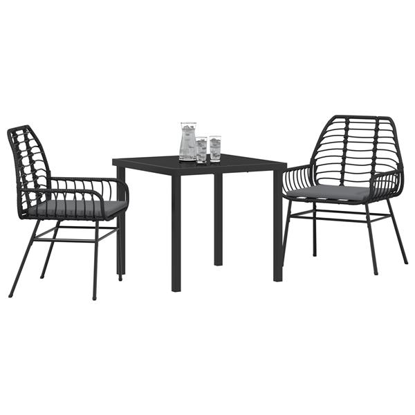 Grote foto vidaxl 3 delige tuinset met kussens zwart poly rattan tuin en terras tuinmeubelen