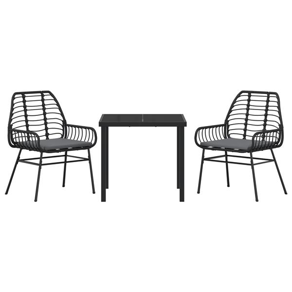 Grote foto vidaxl 3 delige tuinset met kussens zwart poly rattan tuin en terras tuinmeubelen