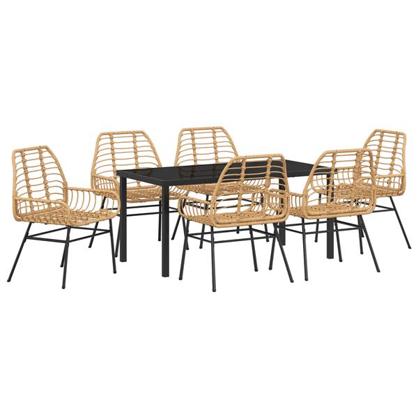Grote foto vidaxl 7 delige tuinset bruin poly rattan tuin en terras tuinmeubelen