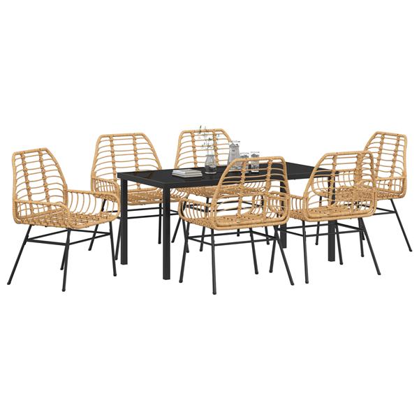 Grote foto vidaxl 7 delige tuinset bruin poly rattan tuin en terras tuinmeubelen