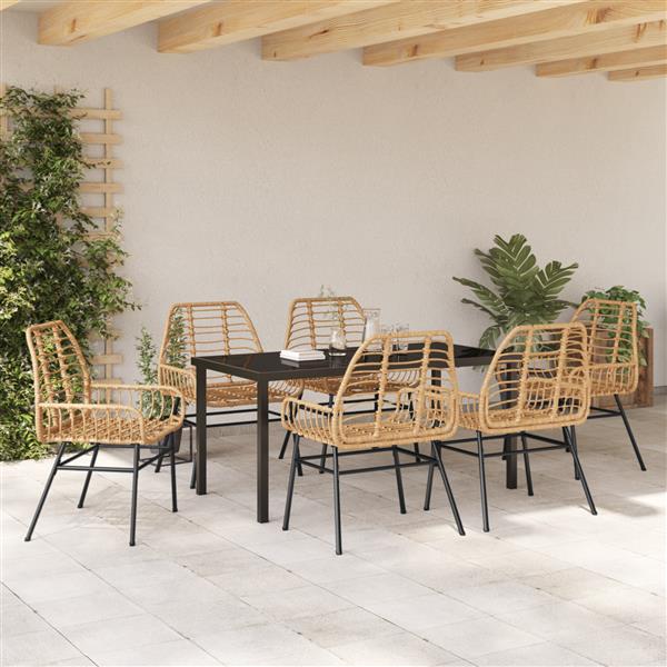Grote foto vidaxl 7 delige tuinset bruin poly rattan tuin en terras tuinmeubelen