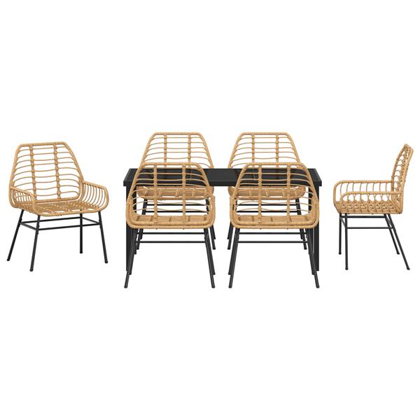 Grote foto vidaxl 7 delige tuinset bruin poly rattan tuin en terras tuinmeubelen