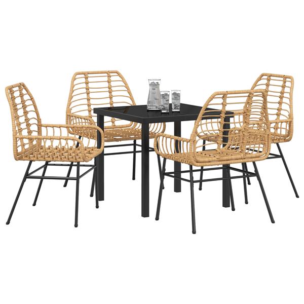 Grote foto vidaxl 5 delige tuinset bruin poly rattan tuin en terras tuinmeubelen