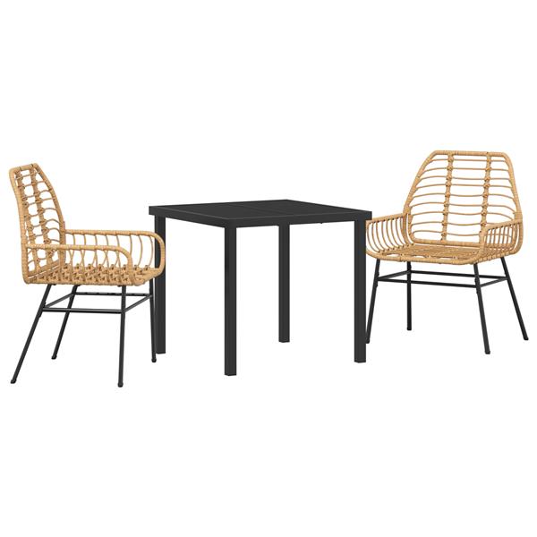 Grote foto vidaxl 3 delige tuin eetset bruin poly rattan tuin en terras tuinmeubelen
