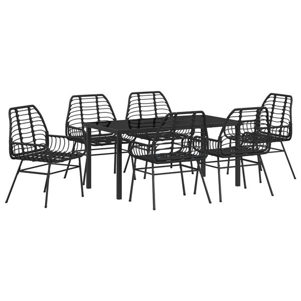 Grote foto vidaxl 7 delige tuinset zwart poly rattan tuin en terras tuinmeubelen