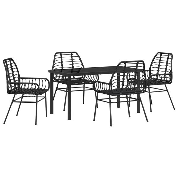 Grote foto vidaxl 5 delige tuin eetset zwart poly rattan tuin en terras tuinmeubelen