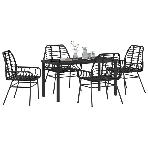 Grote foto vidaxl 5 delige tuin eetset zwart poly rattan tuin en terras tuinmeubelen
