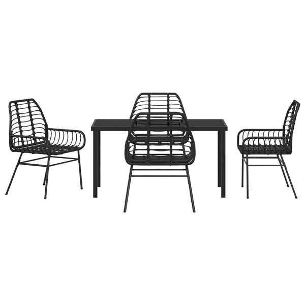 Grote foto vidaxl 5 delige tuin eetset zwart poly rattan tuin en terras tuinmeubelen