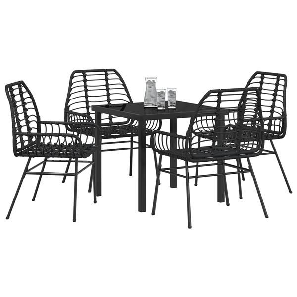Grote foto vidaxl 5 delige tuinset zwart poly rattan tuin en terras tuinmeubelen