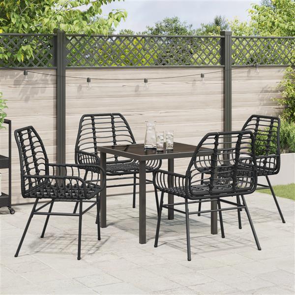 Grote foto vidaxl 5 delige tuinset zwart poly rattan tuin en terras tuinmeubelen