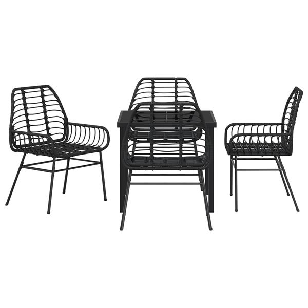 Grote foto vidaxl 5 delige tuinset zwart poly rattan tuin en terras tuinmeubelen