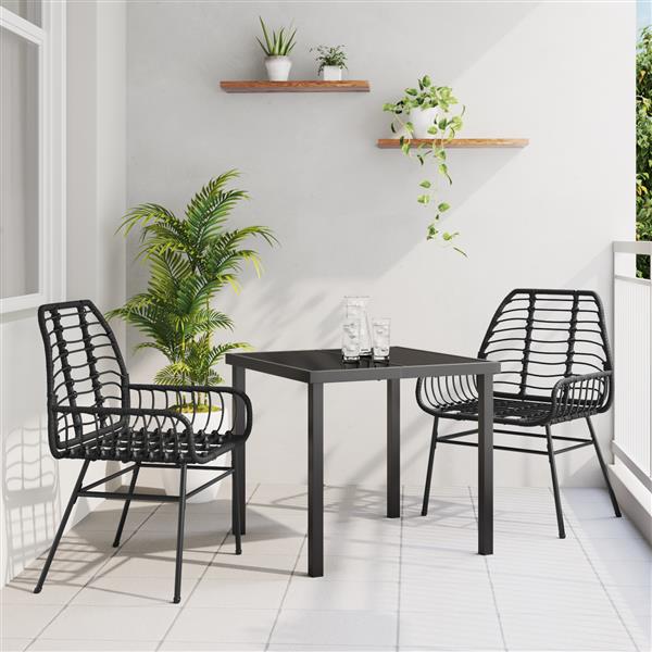 Grote foto vidaxl 3 delige tuin eethoek zwart poly rattan tuin en terras tuinmeubelen