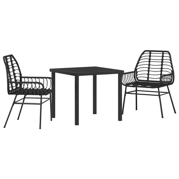 Grote foto vidaxl 3 delige tuin eethoek zwart poly rattan tuin en terras tuinmeubelen