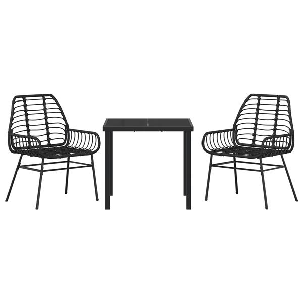 Grote foto vidaxl 3 delige tuin eethoek zwart poly rattan tuin en terras tuinmeubelen