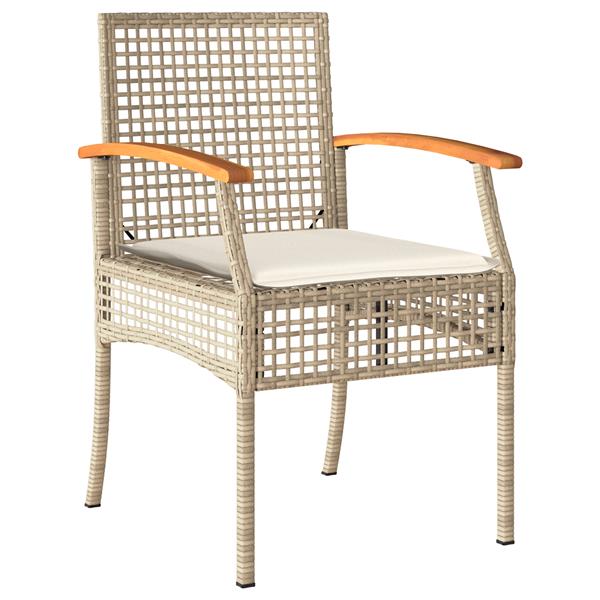 Grote foto vidaxl 7 delige tuin dining set met kussens beige poly rattan tuin en terras tuinmeubelen