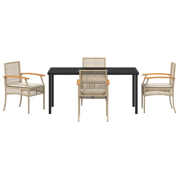 Grote foto vidaxl 5 delige tuindining set met kussens beige poly rattan tuin en terras tuinmeubelen
