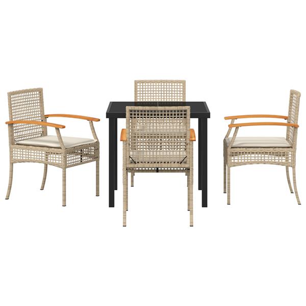 Grote foto vidaxl 5 delige tuinset met kussens beige poly rattan tuin en terras tuinmeubelen