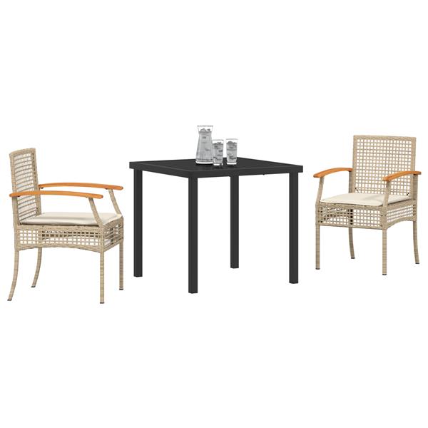 Grote foto vidaxl 3 delige tuinset met kussens beige poly rattan tuin en terras tuinmeubelen