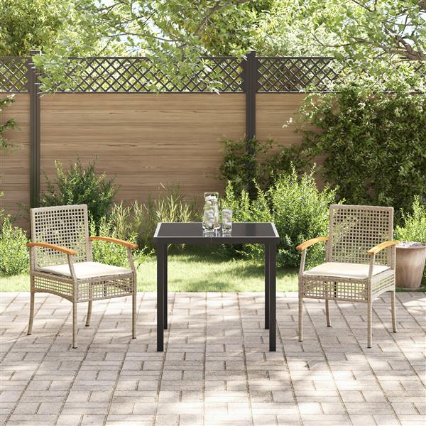 Grote foto vidaxl 3 delige tuinset met kussens beige poly rattan tuin en terras tuinmeubelen
