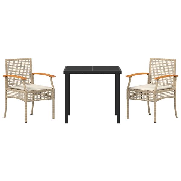 Grote foto vidaxl 3 delige tuinset met kussens beige poly rattan tuin en terras tuinmeubelen