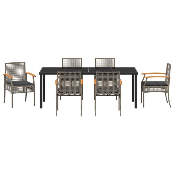Grote foto vidaxl 7 delige tuinset met kussens grijs poly rattan tuin en terras tuinmeubelen