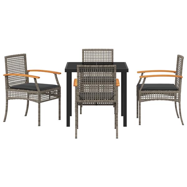 Grote foto vidaxl 5 delige tuin eetset met kussens grijs poly rattan tuin en terras tuinmeubelen