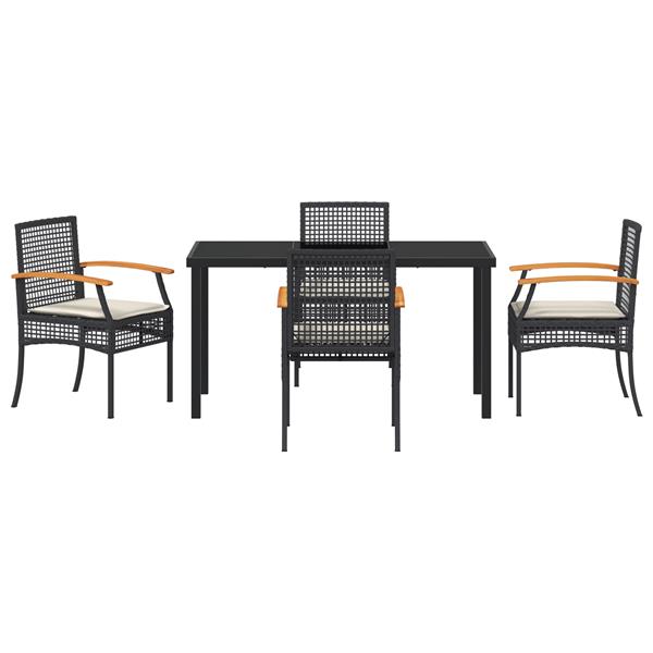 Grote foto vidaxl 5 delige tuin eetset met kussens zwart poly rattan tuin en terras tuinmeubelen