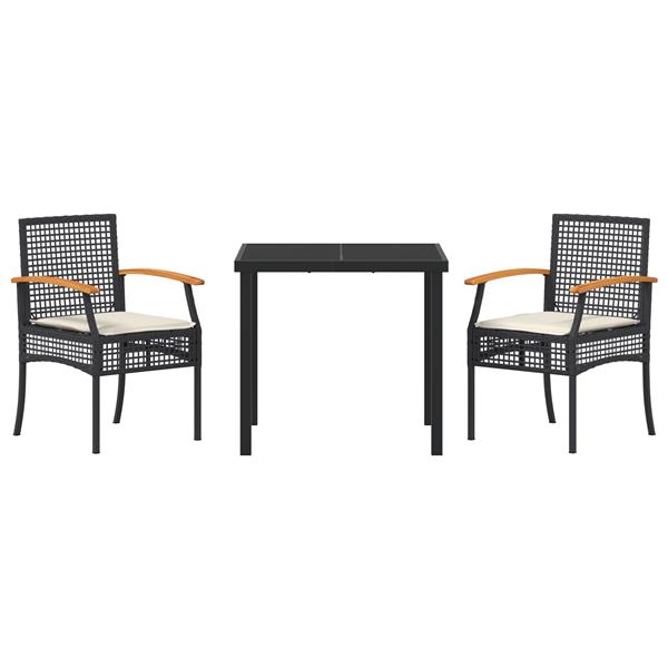 Grote foto vidaxl 3 delige tuinset met kussens zwart poly rattan tuin en terras tuinmeubelen