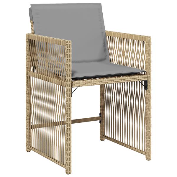 Grote foto vidaxl 5 delige tuin eetset met kussens in beige poly rattan tuin en terras tuinmeubelen