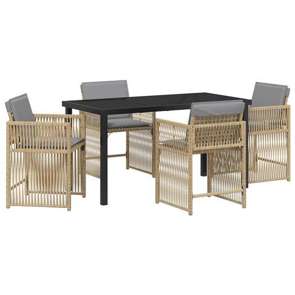 Grote foto vidaxl 5 delige tuinset met kussens in beige poly rattan tuin en terras tuinmeubelen