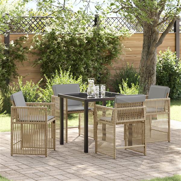 Grote foto vidaxl 5 delige tuinset met kussens beige poly rattan tuin en terras tuinmeubelen