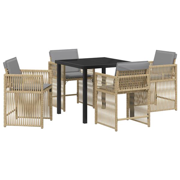 Grote foto vidaxl 5 delige tuinset met kussens beige poly rattan tuin en terras tuinmeubelen