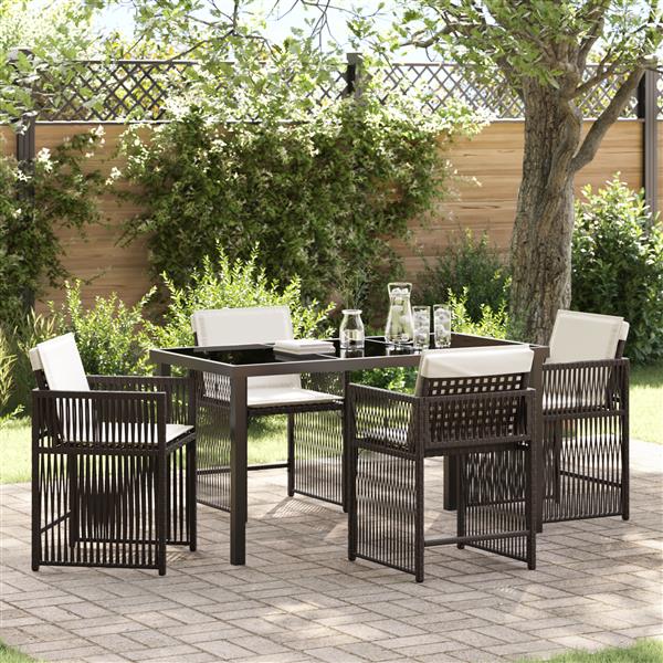 Grote foto vidaxl 5 delige tuinset met kussens bruin poly rattan tuin en terras tuinmeubelen