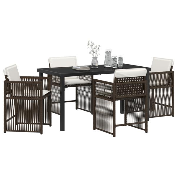 Grote foto vidaxl 5 delige tuinset met kussens bruin poly rattan tuin en terras tuinmeubelen