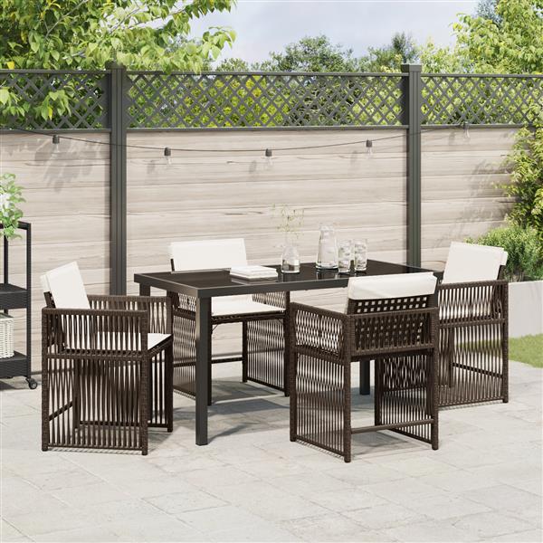 Grote foto vidaxl 5 delige tuinset met kussens bruin poly rattan tuin en terras tuinmeubelen