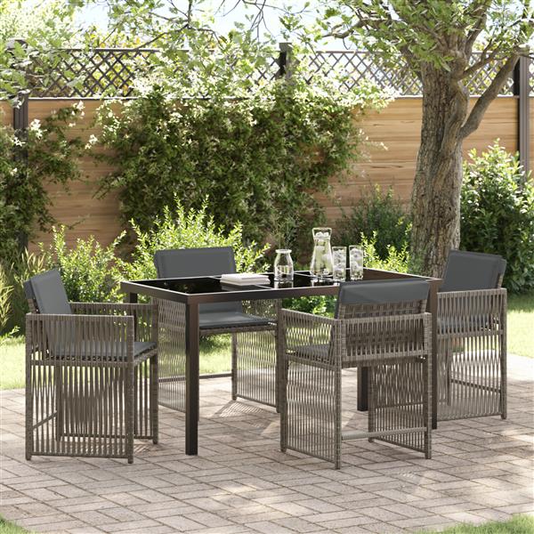 Grote foto vidaxl 5 delige tuinset met kussens in grijs poly rattan tuin en terras tuinmeubelen
