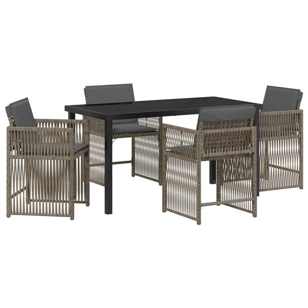 Grote foto vidaxl 5 delige tuinset met kussens in grijs poly rattan tuin en terras tuinmeubelen