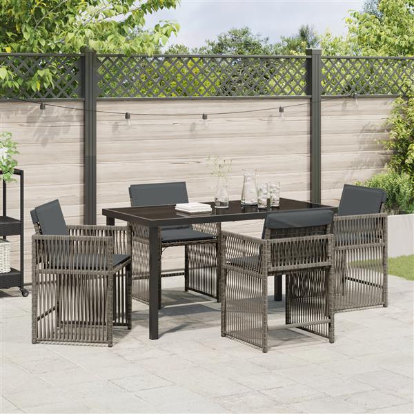 Grote foto vidaxl 5 delige tuinset met kussens in grijs poly rattan tuin en terras tuinmeubelen