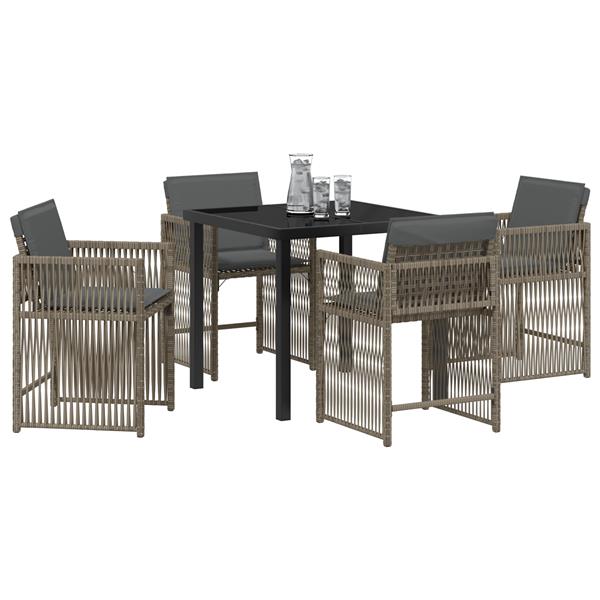 Grote foto vidaxl 5 delige tuinset met kussens in grijs poly rattan tuin en terras tuinmeubelen