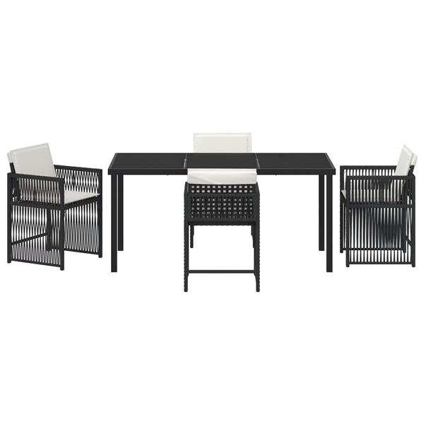 Grote foto vidaxl 5 delige tuin eettafelset met kussens zwart poly rattan tuin en terras tuinmeubelen