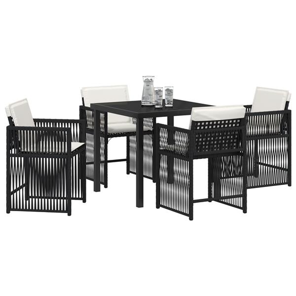 Grote foto vidaxl 5 delige tuinset met kussens in zwart poly rattan tuin en terras tuinmeubelen