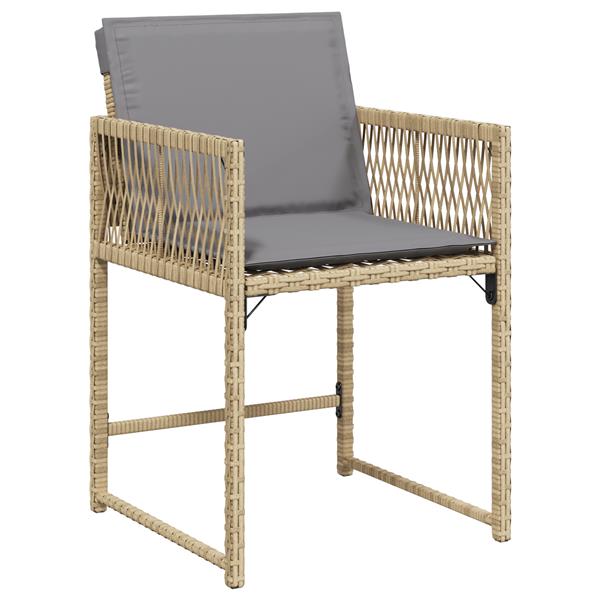 Grote foto vidaxl 5 delige tuin eetset met kussens in beige poly rattan tuin en terras tuinmeubelen