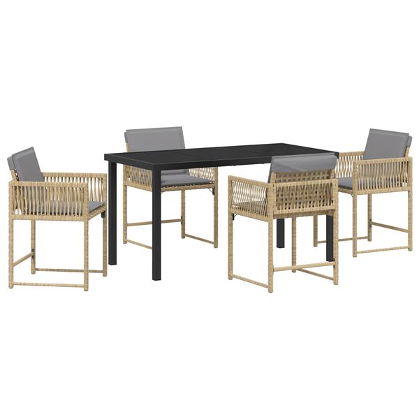 Grote foto vidaxl 5 delige tuinset met kussens beige poly rattan tuin en terras tuinmeubelen