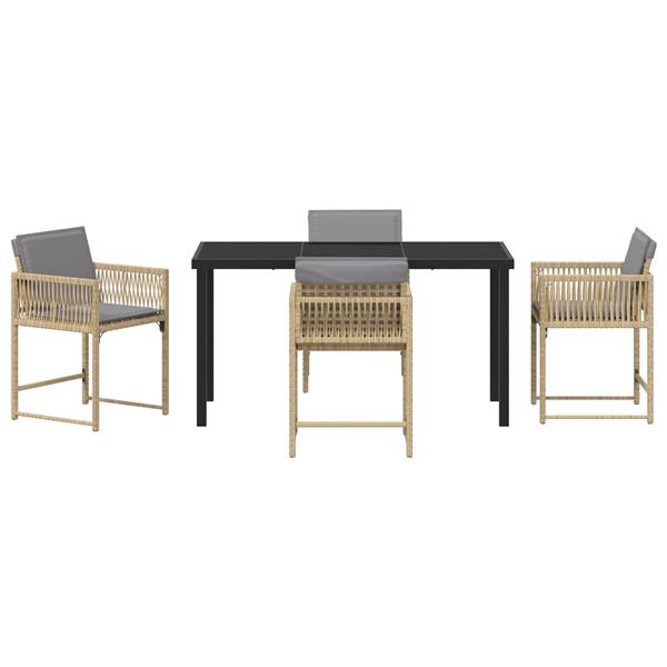 Grote foto vidaxl 5 delige tuinset met kussens beige poly rattan tuin en terras tuinmeubelen