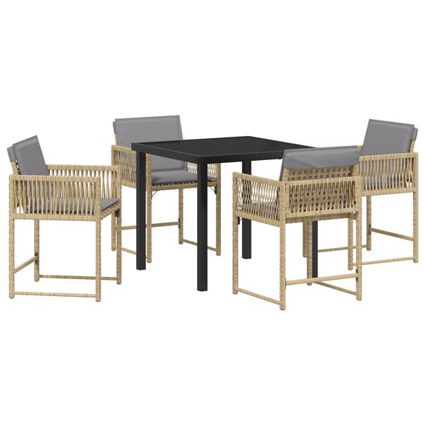 Grote foto vidaxl 5 delige tuinset met kussens beige poly rattan tuin en terras tuinmeubelen